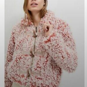 NWT Anthropologie Brenna Faux Fur Rose Puffer Jacket SIZE XS
